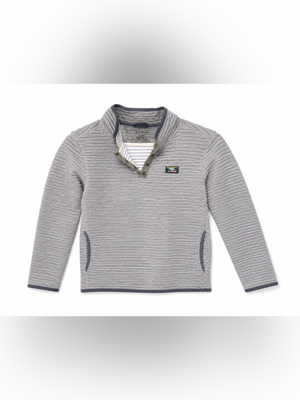 LL Bean Gray Quilted Pullover Sweater